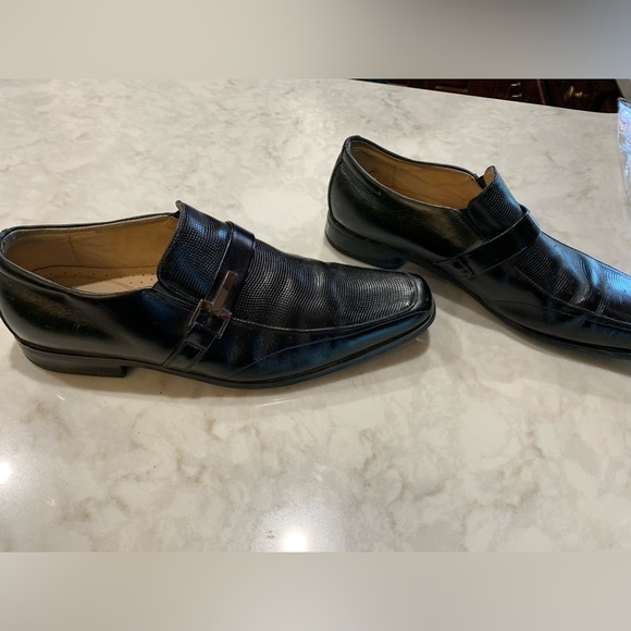 Stacy Adams Slip on Textured Black Leather Buckle Loafers Sz 10 - Picture 3 of 8